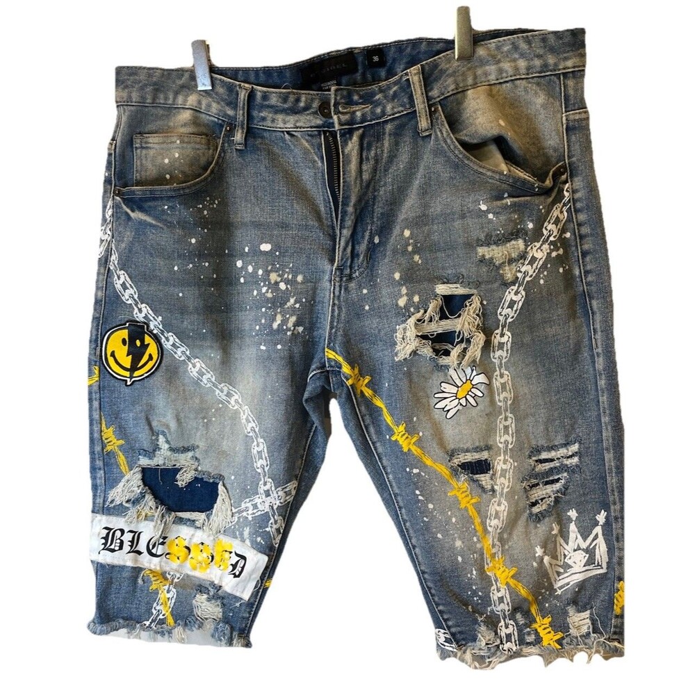 Men's Decibel Custom Distressed Jean Shorts - Size 36 - Picture 1 of 5